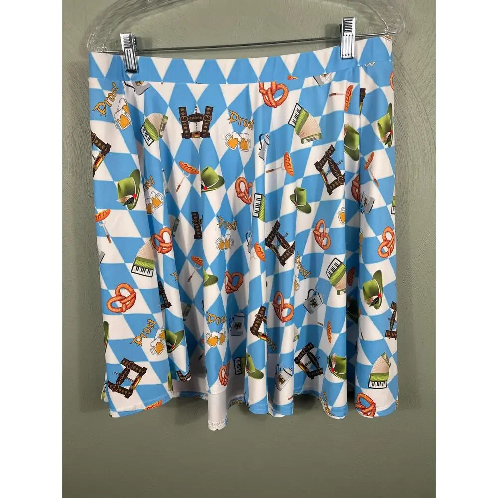 Prost Skater Skirt Women's Multicolor Oktoberfest Beer Novelty Festival Occasion